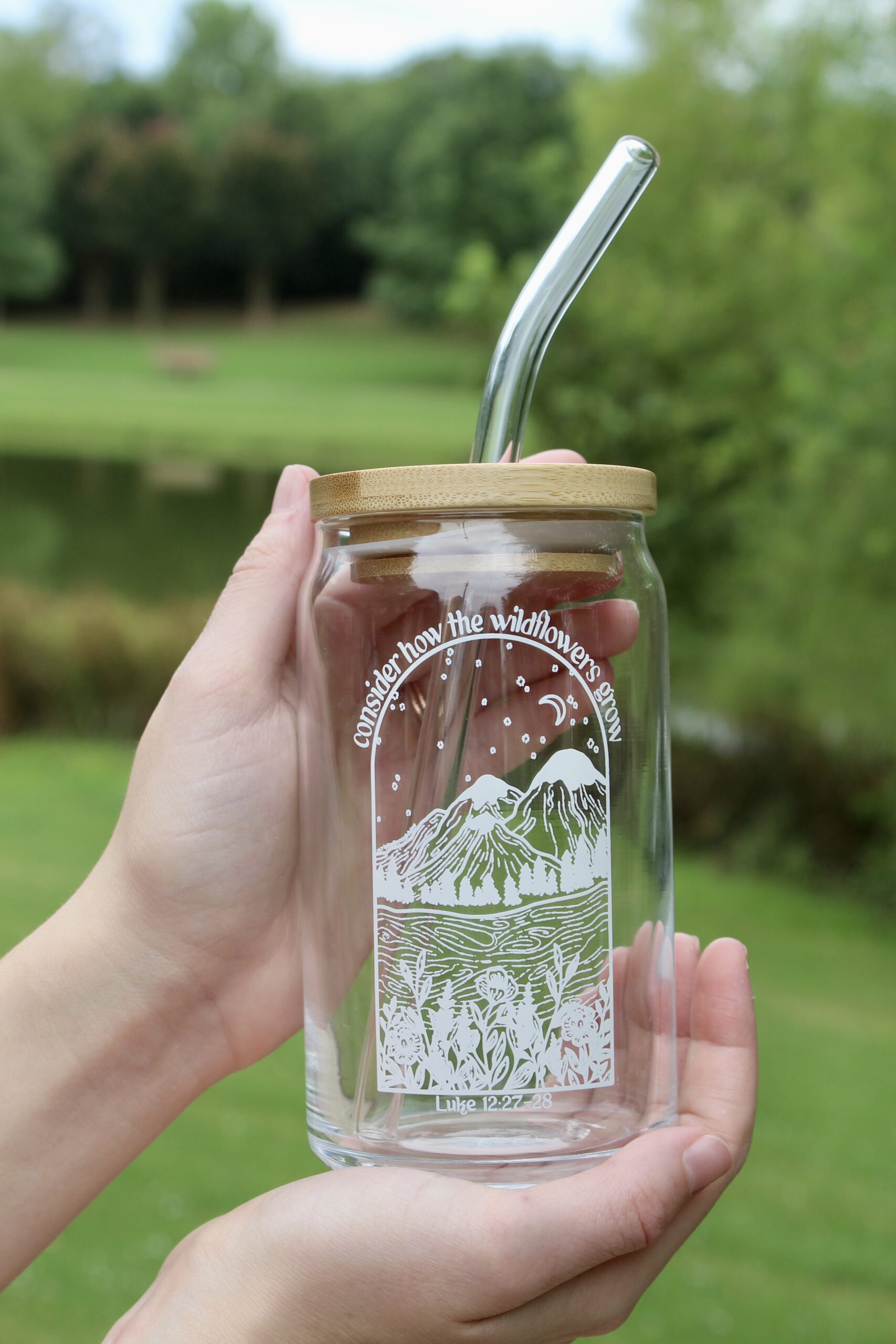 consider the wildflowers Luke 12:27-28 iced coffee glass - Image 2