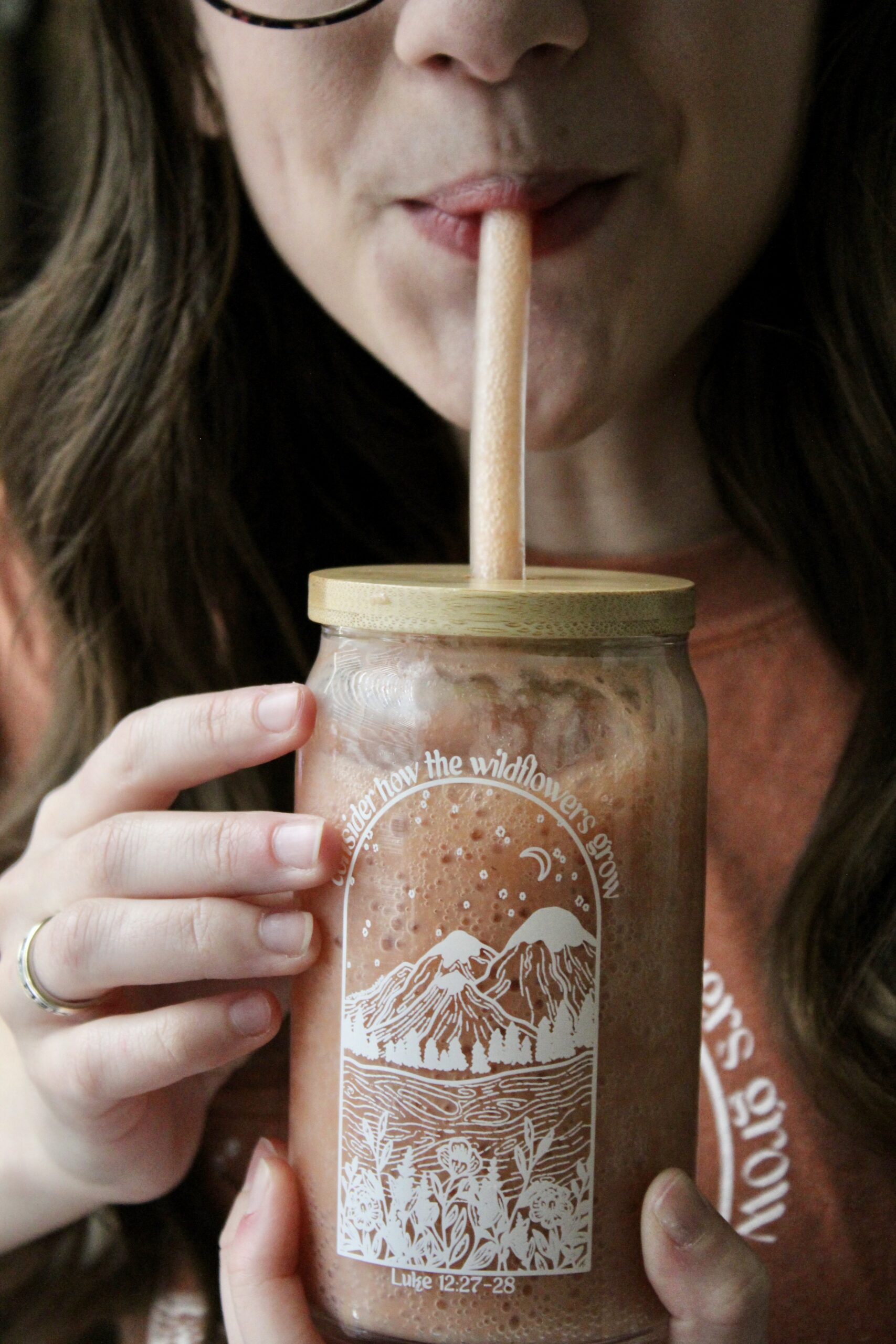 consider the wildflowers Luke 12:27-28 iced coffee glass - Image 3