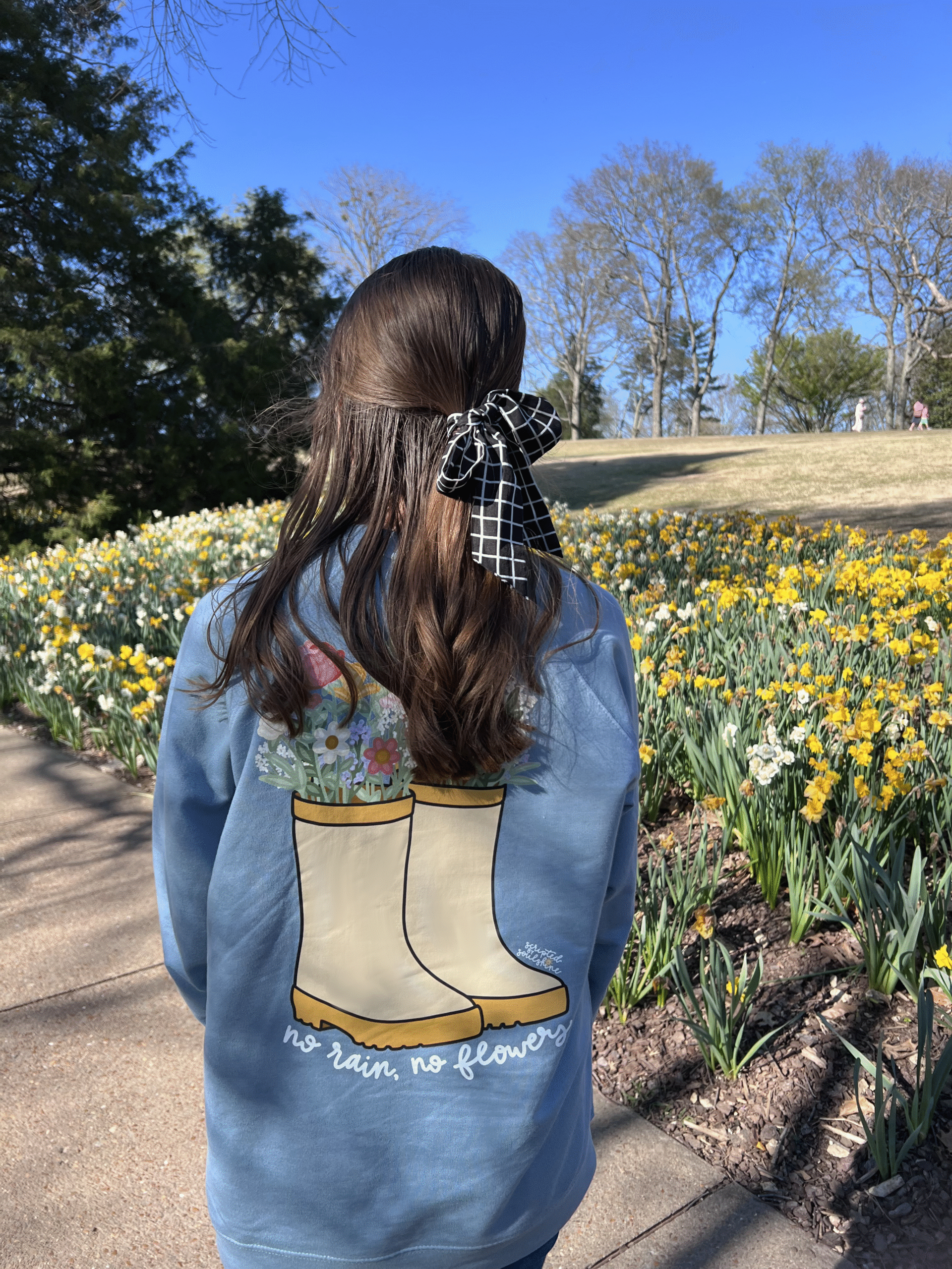 no rain, no flowers lightweight crewneck sweatshirt