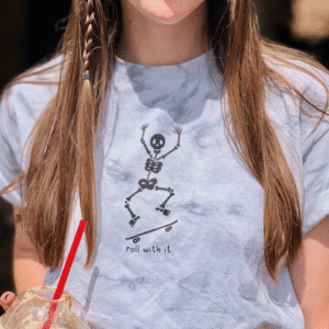 roll with it skeleton tee