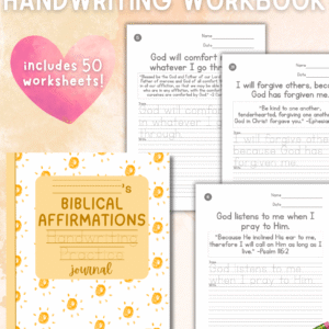 Biblical Affirmations Workbook: Printable Scripture Bible Verses Handwriting Practice Sheets for Kids
