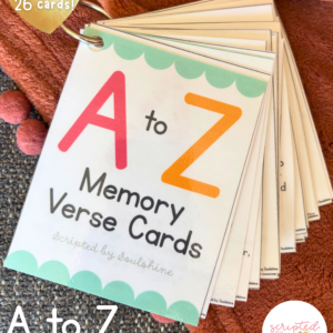 A to Z Memory Verse Cards: Printable Scripture Bible Verses for Kids